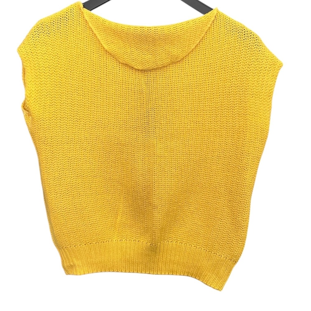 Michelle E Golding Vintage Crescendo Yellow Knit Sweater Vest - 90's Fashion (S)